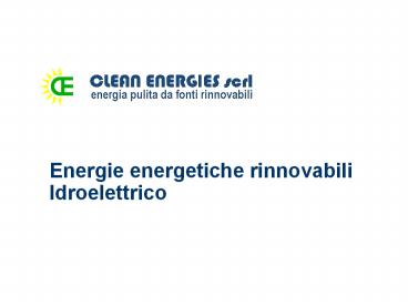 Energie energetiche rinnovabili Idroelettrico