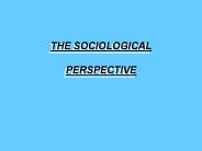 THE SOCIOLOGICAL PERSPECTIVE