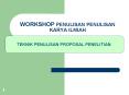 WORKSHOP PENULISAN PENULISAN KARYA ILMIAH PowerPoint PPT Presentation
