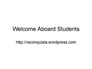 Welcome Aboard Students