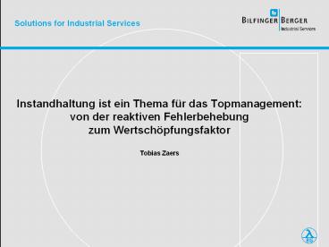 Instandhaltung ist ein Thema f