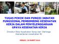 TUGAS POKOK DAN FUNGSI JABATAN FUNGSIONAL PEMBIMBING KESEHATAN KERJA DALAM PENYELENGGARAAN UPAYA KESEHATAN KERJA PowerPoint PPT Presentation