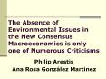 The Absence of Environmental Issues in the New Consensus Macroeconomics is only one of Numerous Criticisms PowerPoint PPT Presentation