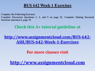 BUS 642 Week 1 Exercises
