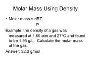 Molar Mass Using Density