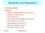 Electricity and Magnetism
