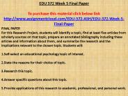 EDU 372 Week 5 Final Paper