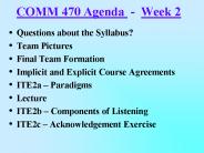 COMM 470 Agenda - Week 2
