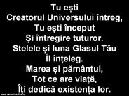 Tu e?ti Creatorul Universului 