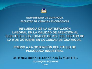 UNIVERSIDAD DE GUAYAQUIL FACULTAD DE CIENCIAS PSICOL