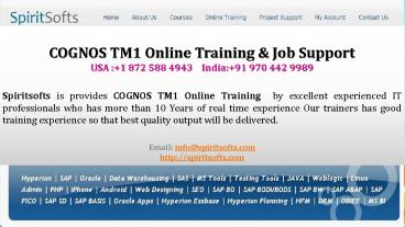 IBM COGNOS TM1 Online Training | Job Support