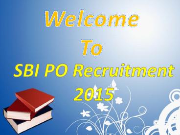 SBI PO Recruitment 2015