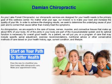 Damian Chiropractic in Lake Forest CA