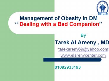 Managment of Obesity in Diabetes mellitus