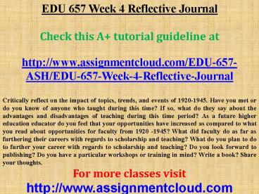 EDU 657 Week 4 Reflective Journal