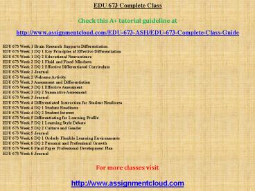 EDU 673 Complete Class