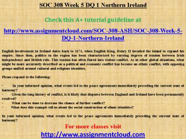 SOC 308 Week 5 DQ 1 Northern Ireland