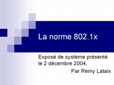La norme 802.1x