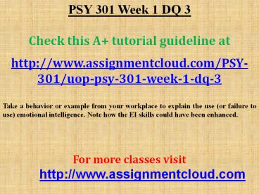 PSY 301 Week 1 DQ 3