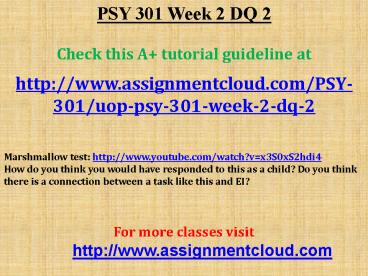 PSY 301 Week 2 DQ 2