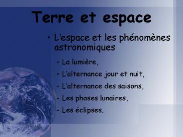 Terre et espace
