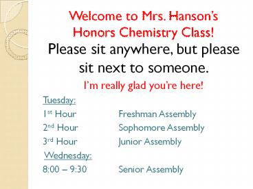 Welcome to Mrs. Hanson
