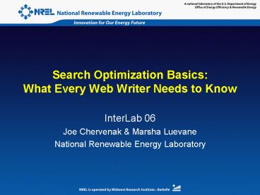 Search Optimization Basics: What Every Web Writer Needs to Know