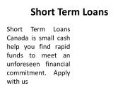 Short Term Loans Canada