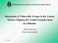 Integration of Vulnerable Groups in the Labour Market: Fighting the Youth Unemployment in Lithuania PowerPoint PPT Presentation