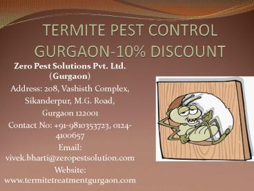 Termite pest control Gurgaon- Exclusive discount