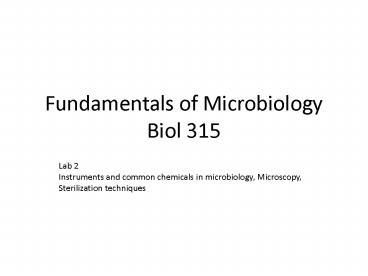 Fundamentals of Microbiology Biol 315