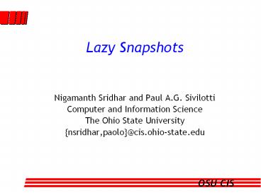 Lazy Snapshots