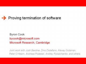 Proving termination of software