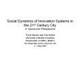 Social Dynamics of Innovation Systems in the 21st Century City A Vancouver Perspective PowerPoint PPT Presentation