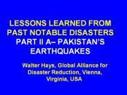 LESSONS LEARNED FROM PAST NOTABLE DISASTERS PART II A
