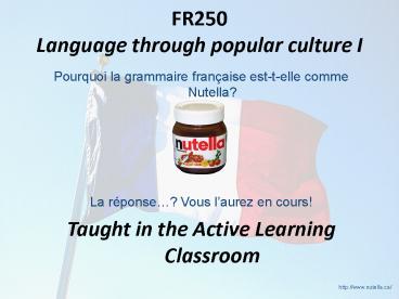 FR250 Language through popular culture I
