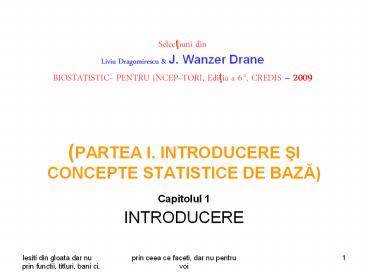 (PARTEA I. INTRODUCERE SI CONCEPTE STATISTICE DE BAZA) Capitolul 1