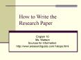 How to Write the Research Paper PowerPoint PPT Presentation