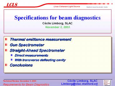 Specifications for beam diagnostics C