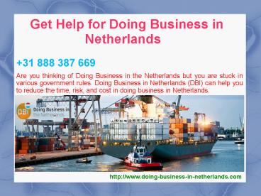 Get Help for Doing Business in Netherlands