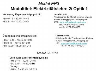 Vorlesung Experimentalphysik III: