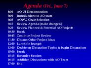 Agenda (Fri., June 7)