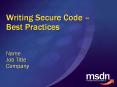 Writing Secure Code  PowerPoint PPT Presentation