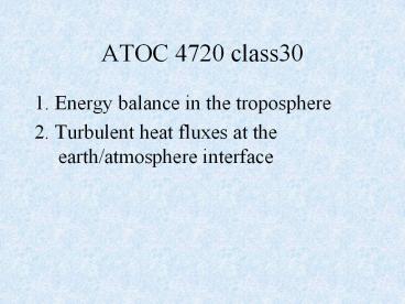 1. Energy balance in the troposphere