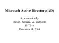 Microsoft Active Directory(AD) PowerPoint PPT Presentation