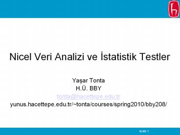 Nicel Veri Analizi ve Istatistik Testler