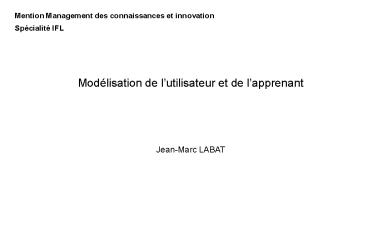 Mention Management des connaissances et innovation