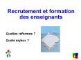 Recrutement et formation des enseignants PowerPoint PPT Presentation
