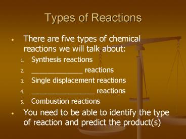 Types of Reactions
