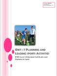 Unit : 7 Planning and Leading sports Activities PowerPoint PPT Presentation